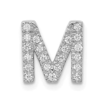 14K White Gold Diamond Letter M Initial Charm