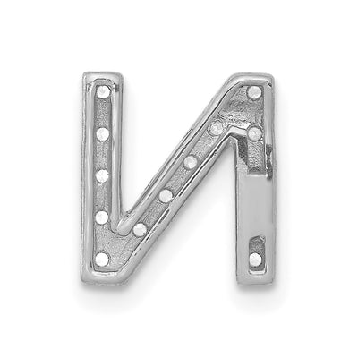 14K White Gold Diamond Letter N Initial Charm