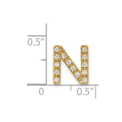 14K Diamond Letter N Initial Charm