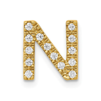 14K Diamond Letter N Initial Charm