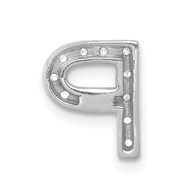 14K White Gold Diamond Letter P Initial Charm