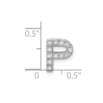 14K White Gold Diamond Letter P Initial Charm