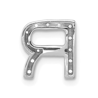 14K White Gold Diamond Letter R Initial Charm