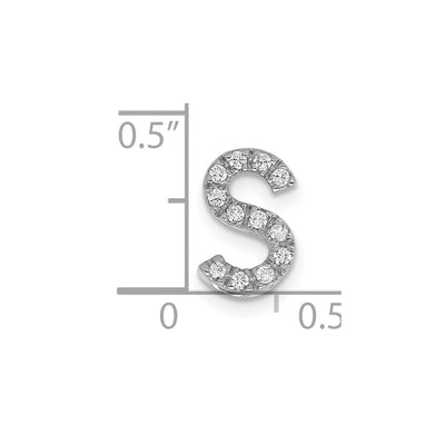 14K White Gold Diamond Letter S Initial Charm
