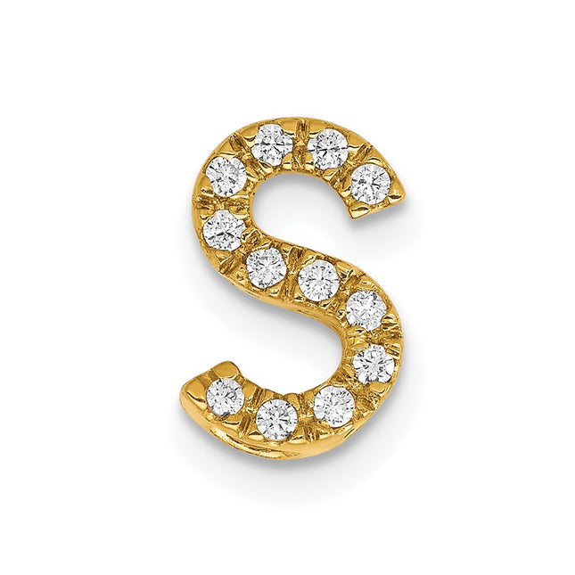 14K gold diamond letter S charm