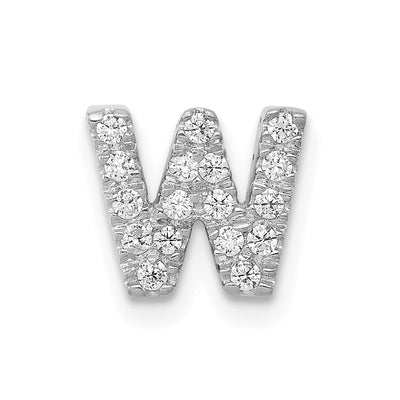 14K White Gold Diamond Letter W Initial Charm