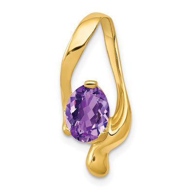 14K gold amethyst oval pendants & charm
