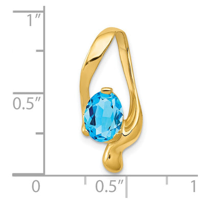 14K Oval Blue Topaz Slide