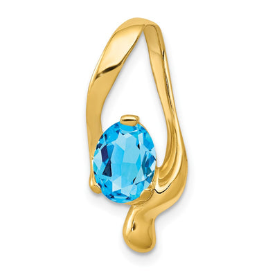 14K gold blue topaz oval pendants & charm
