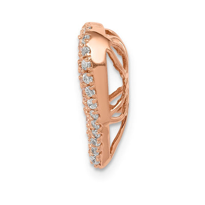 14K Rose Gold Diamond and Pink Sapphire Vintage Heart Chain Slide