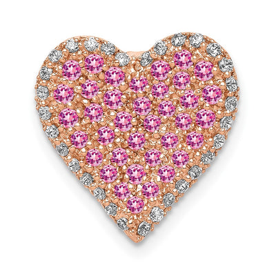 14K rose gold diamond heart chain