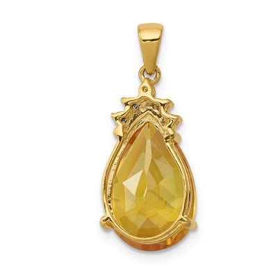 14K Pear Citrine & Diamond Pendant