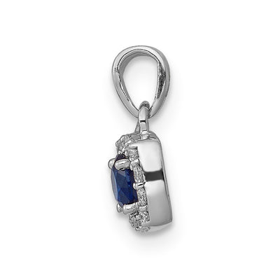 14K White Gold Diamond and .20 Sapphire Square Halo Pendant