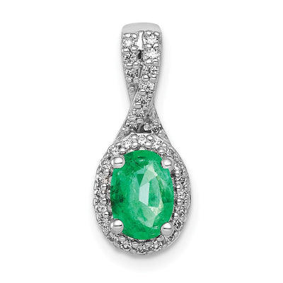14K white gold diamond oval pendant