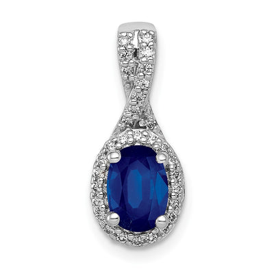 14K white gold diamond oval pendant
