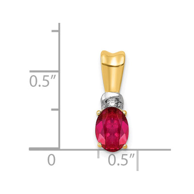 14K with White Rhodium Diamond and .66 Oval Ruby Pendant