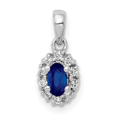 14K white gold diamond oval pendant