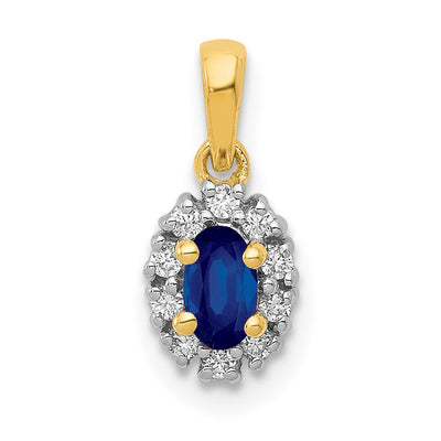 14K gold diamond oval pendant