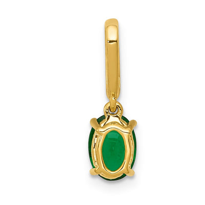 14K Diamond and Oval Emerald Pendant