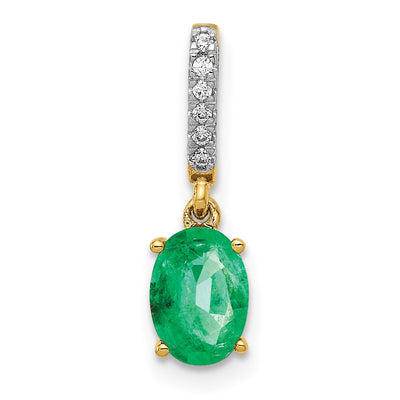 14K gold diamond oval pendant