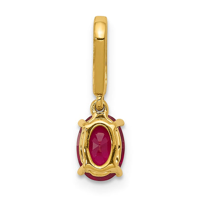14K Diamond and .91 Oval Ruby Pendant
