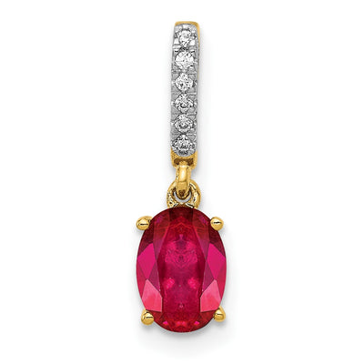 14K gold diamond oval pendant