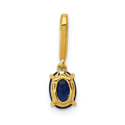14K Diamond and 1.04 Oval Sapphire Pendant