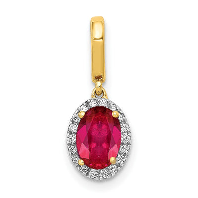 14K gold diamond oval pendant