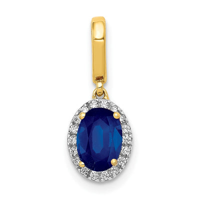 14K gold diamond oval pendant