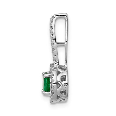 14K White Gold Diamond and Round Emerald Halo Pendant Fits up to Regular/ Fancy or Reversible Omega