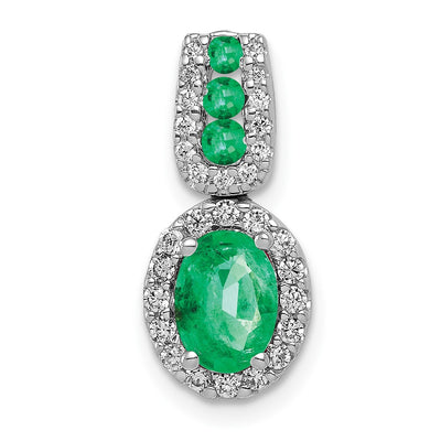 14K white gold diamond oval pendant