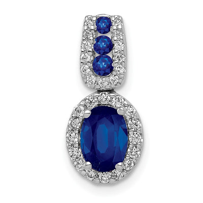 14K white gold diamond oval pendant