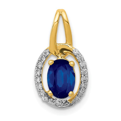 14K gold diamond oval pendant