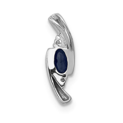14K White Gold Diamond and .33 Oval Sapphire Chain Slide
