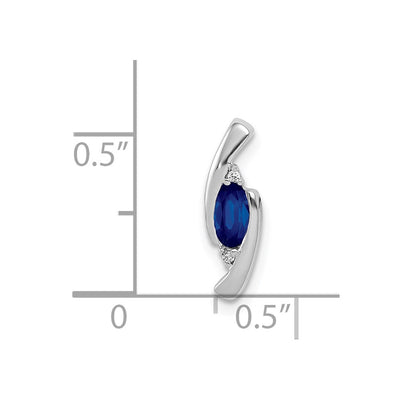 14K White Gold Diamond and .33 Oval Sapphire Chain Slide