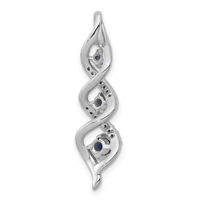 14K White Gold Diamond and .26 Sapphire Twisted 3-stone Chain Slide