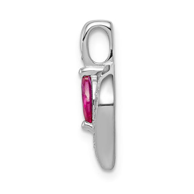 14K White Gold Diamond and .25 Marquise Ruby Chain Slide