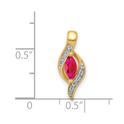 14K Diamond and .25 Marquise Ruby Chain Slide