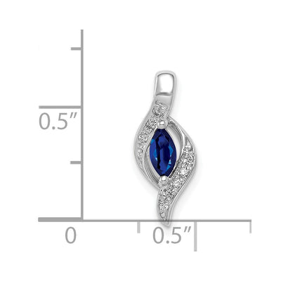14K White Gold Diamond and .29 Marquise Sapphire Chain Slide