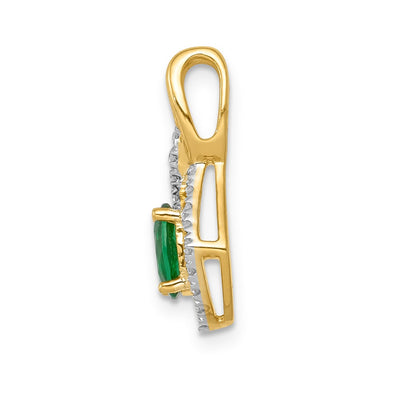 14K Diamond and Oval Emerald Fancy Pendant