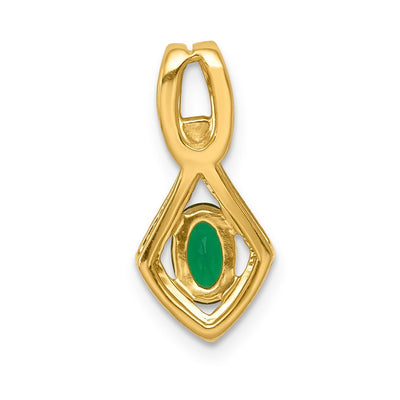 14K Diamond and Oval Emerald Fancy Pendant