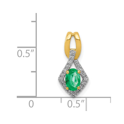 14K Diamond and Oval Emerald Fancy Pendant