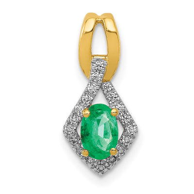 14K gold diamond oval pendant