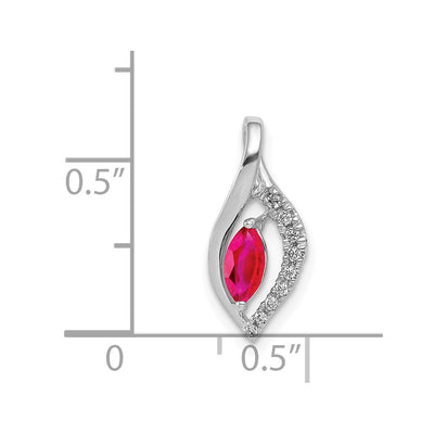 14K White Gold Diamond and .32 Marquise Ruby Chain Slide