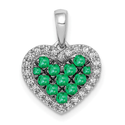 14K white gold diamond heart pendant