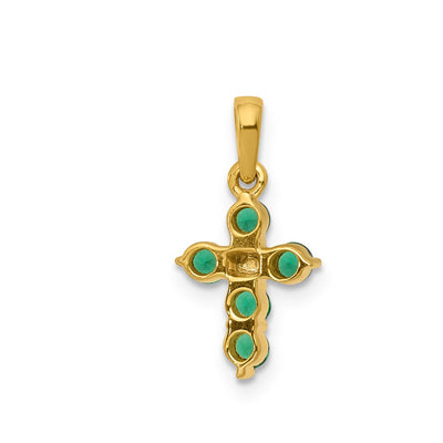 14K Emerald and Diamond Cross Pendant
