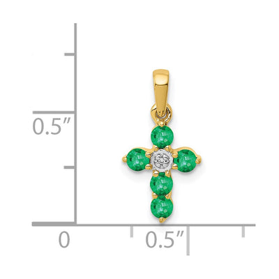 14K Emerald and Diamond Cross Pendant