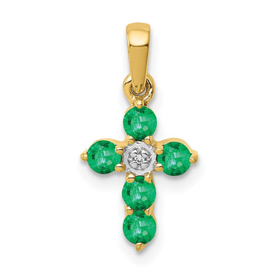 14K gold diamond cross pendant