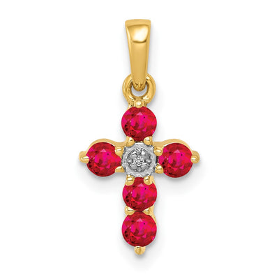 14K gold diamond cross pendant