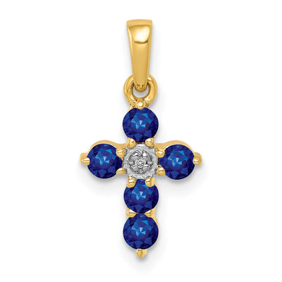 14K gold diamond cross pendant